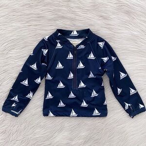 Monica + Andy Baby Navy Blue Sailboat Long Sleeve Rashguard Swimuit Top 3-6M